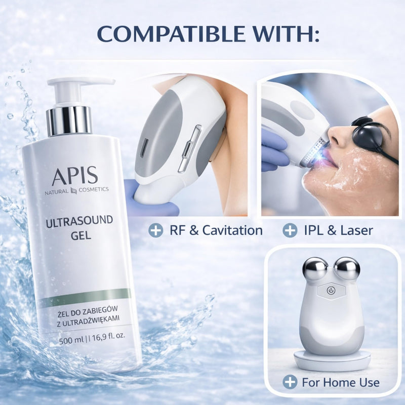 APIS Ultrasound Gel with Hyaluronic Acid, 16.9 fl oz – Hydro-dermabrasion Professional Conductive Gel for Cavitation, Microcurrent, Sonophoresis & Radiofrequency Use – Alcohol & Paraben Free