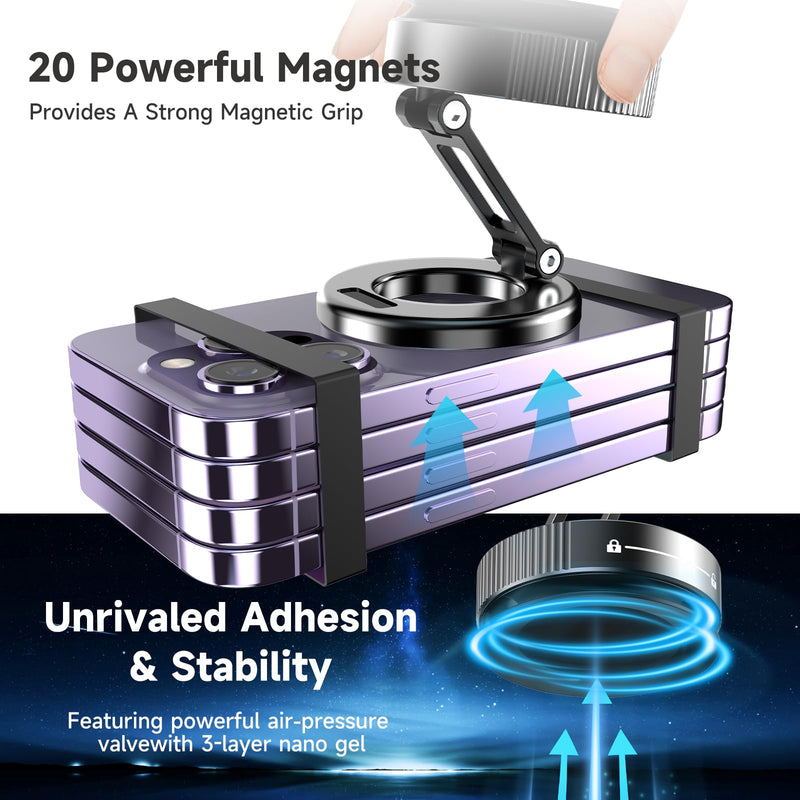 Direct Attach Leather Dashboards 360° Adjustable Suction Car Phone Mount，Vacuum Magnetic Cell Phone Car Holder for iPhone 17 17 Pro 17 Pro Max 16 Pro Max 15 14 13 12 Plus & Android ，Car Phone Mounts
