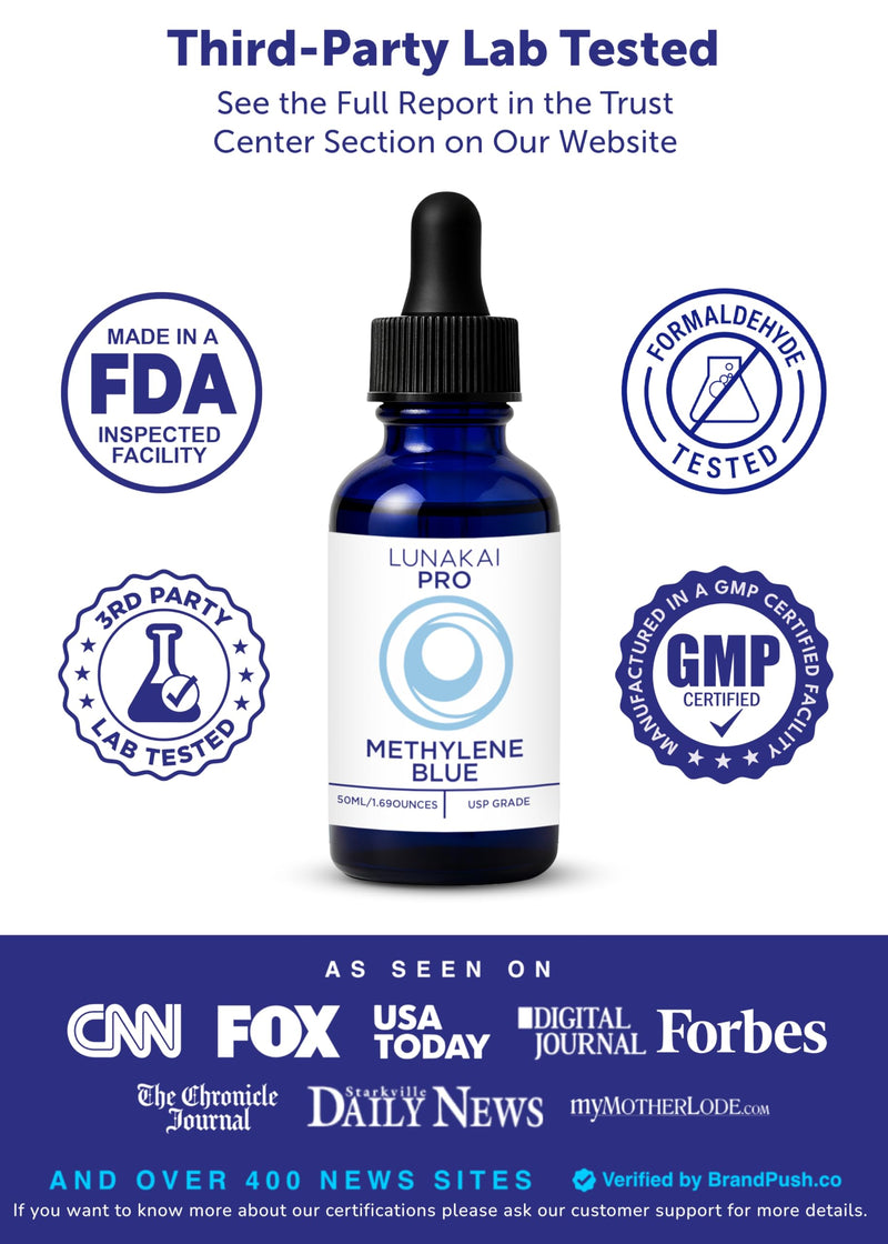 Lunakai USA Made Methylene Blue Pharmaceutical Grade – 99.99% Pure USP Grade 1% Methylene Blue Drops 1.69 Fl Oz (Pack of 1)