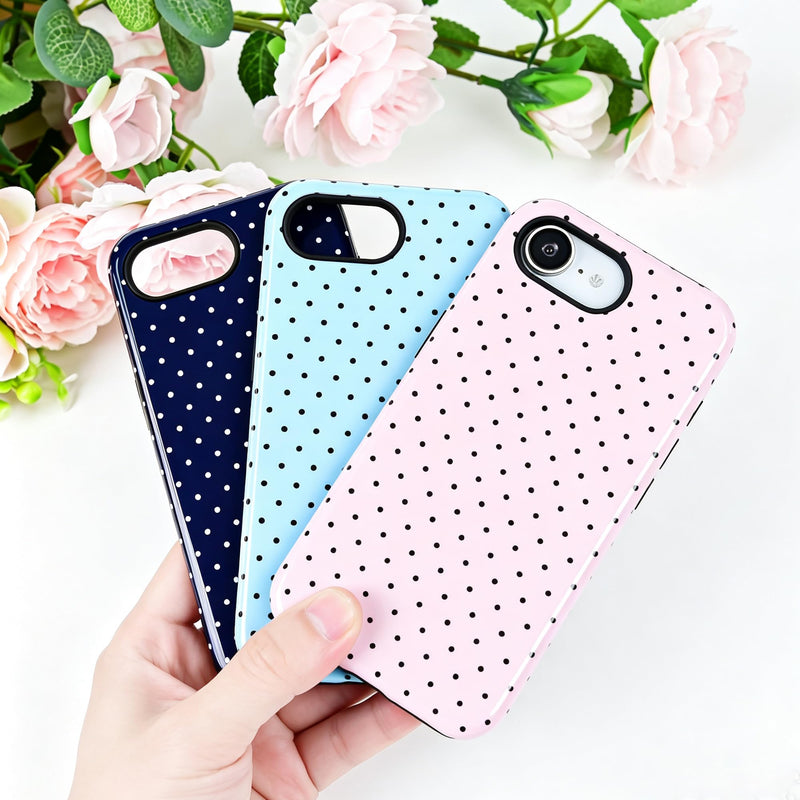 Polka Dot Pattern Phone Case for iPhone 16e/17e 6.1", Pink | Cute Aesthetic Case for Women Girls,Dual-layer Shockproof Protective Phone Cover,No Fading Print