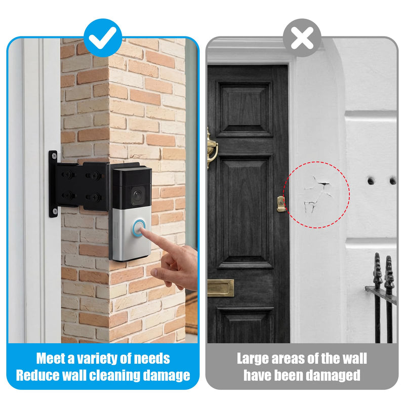 Novabright Aluminum Adjustable Doorbell Extender Compatible with Ring (2nd Generation) Brick Mount Extension Doorbell Mount Quality Aluminum Material for Brick Wall Visibility and Angle (1.5–4 Inch) 1.5–4 Inch