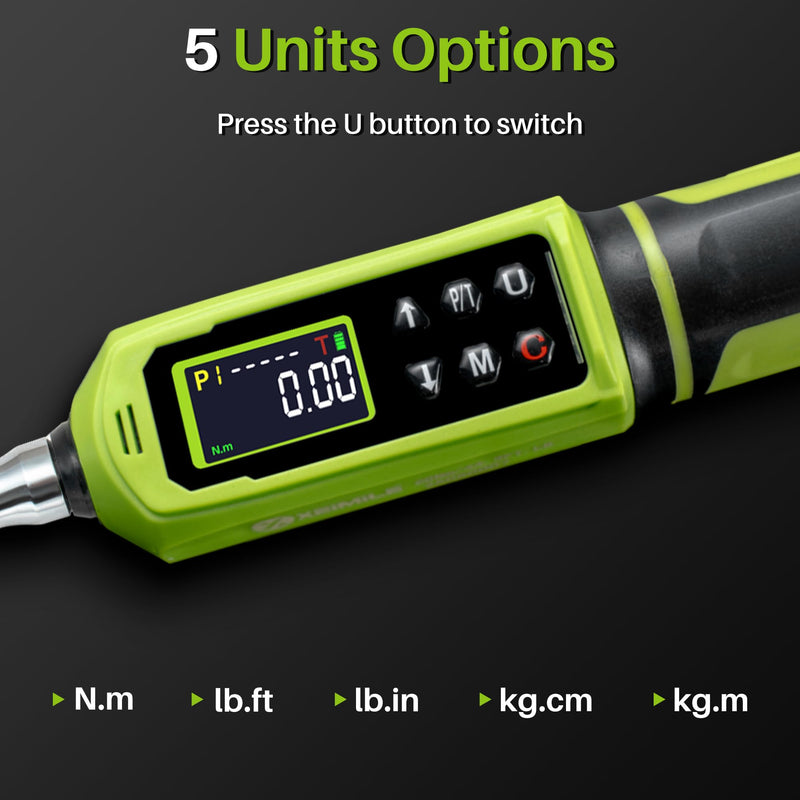 Digital Torque Wrench 1/4" Drive-4-266In.Lb for Bike Motorcycle | Electric Torque Wrench(0.45-30N.m),Vibration Buzzer LED Indicator,±2% Accuracy 5 Units for Precision Parts Engine DIY 1/4" 4-266 In.Lb