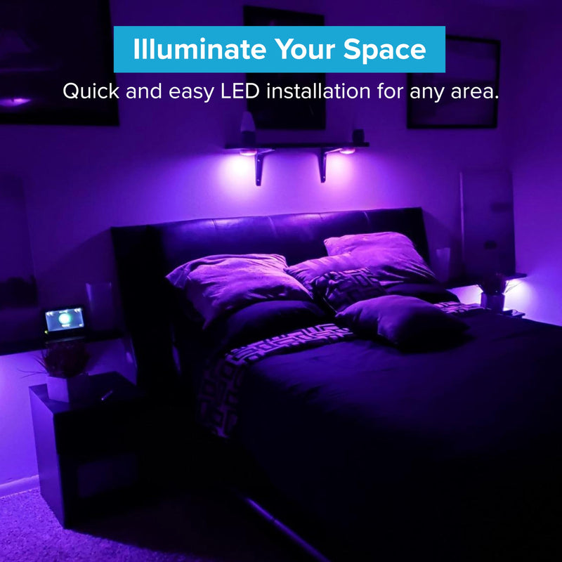 Brilliant Evolution 6-Pack Wireless RGB LED Lights - Battery Operated Puck Lights with 2 Remotes - Color-Changing LED Under Cabinet Lighting - 55 Lumens Each Night Light for Cabinets, Shelves, Walls