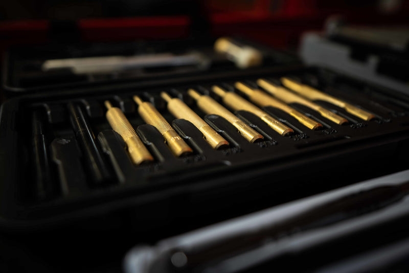 Wheeler Hammer and Punch Set with Punches, Brass/Polymer Hammer, Storage Case for Gunsmithing, Firearm Maintenance, Black