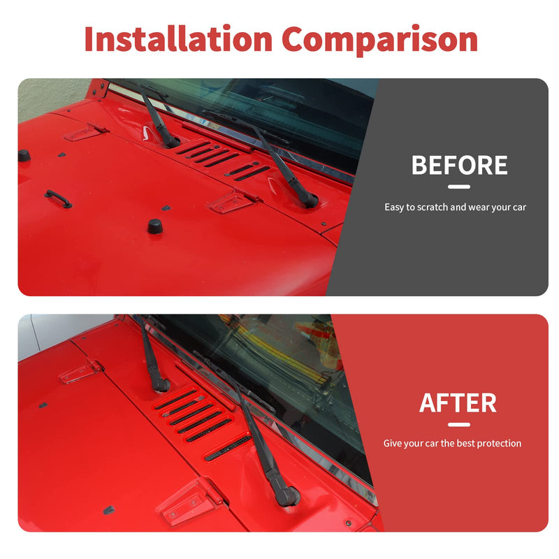 Hood Vent Cover Cowl Panel Vent Cover Trim, ABS Exterior Accessories Compatible with 2007-2018 Jeep Wrangler JK JKU 2/4-Door(Red) Red