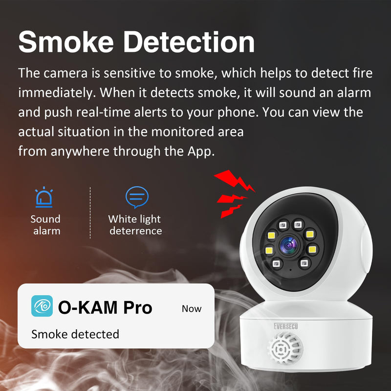 EVERSECU Smoke & Gas Detection Home Security Camera with Sound Alarm & Real Time Alert, Humanoid Auto Tracking, 2 Way Audio, Night Vision, Compatible with Alexa, Baby Monitor/Elder/Pet Camera(4pack) Full