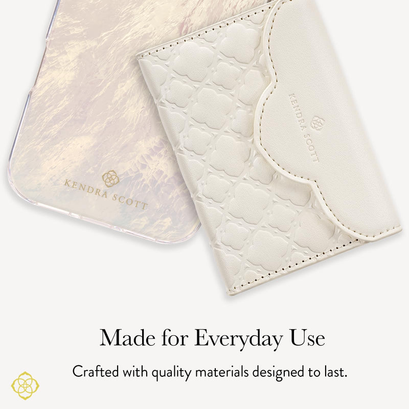Kendra Scott Trifold MagSafe Wallet -Detachable Card Holder -Ivory Filigree | Phone Wallet with Snap Closure - Compatible w/MagSafe Phones & Cases - MagSafe Wallet for iPhone 17 Pro Max/16/15/14/Pixel 10 Ivory Filigree