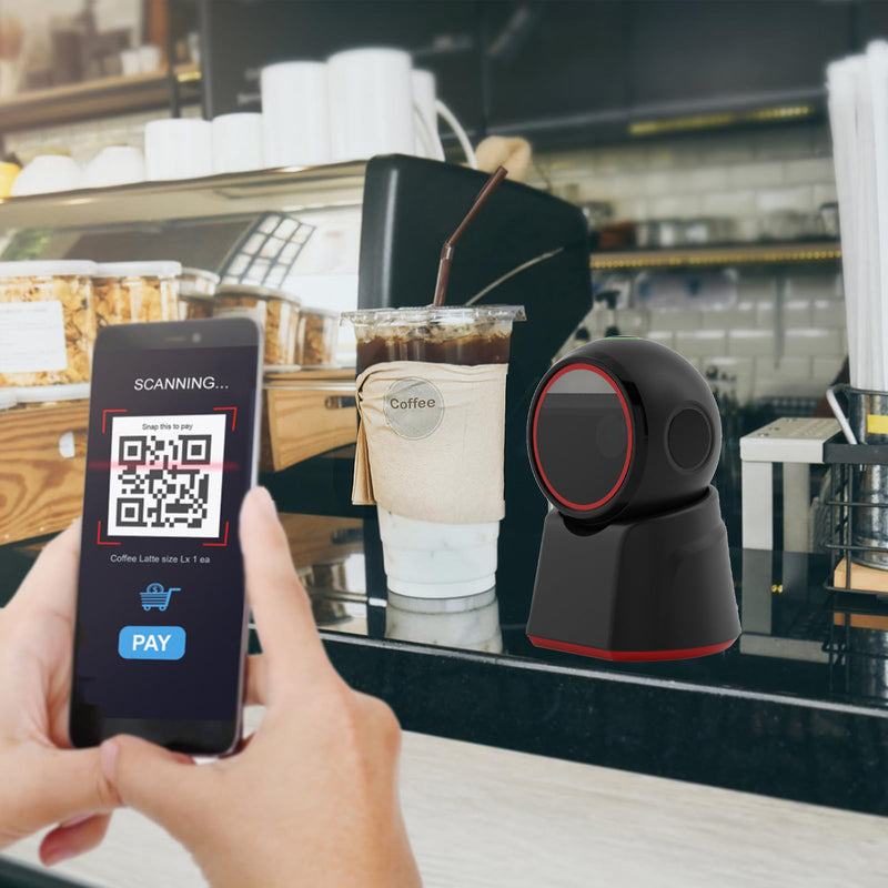Docooler Desktop Barcode Scanner, Automatic Omnidirectional Desktop Barcode Scanner, Hands-Free USB Wired QR Barcode Reader, 1D 2D Bar Code Image Scanner for Warehouse, Supermarket, Retail Store