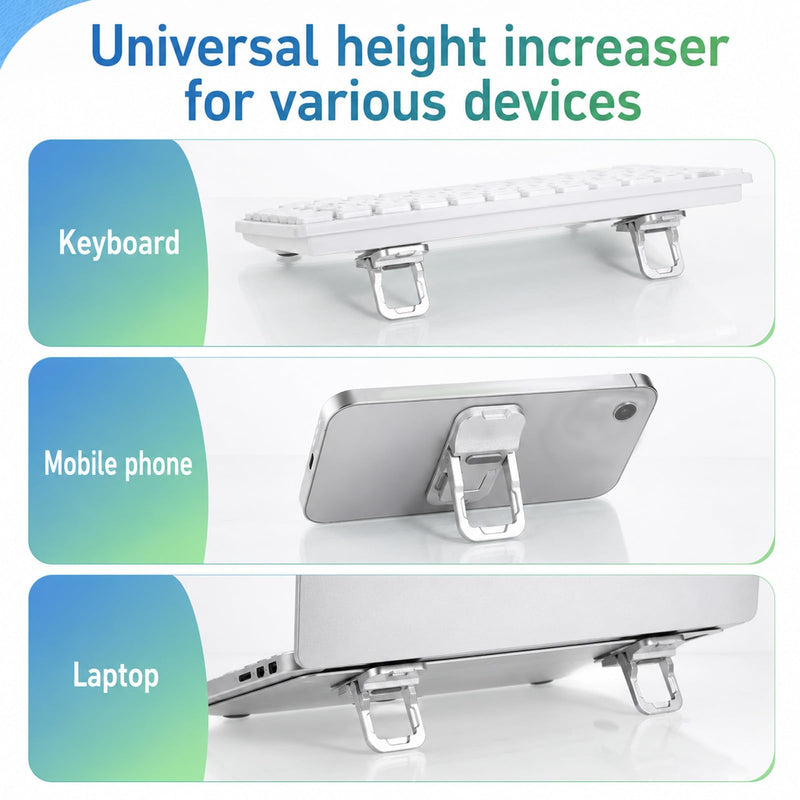 2 Pcs Foldable Laptop Stand Zinc Alloy Portable Keyboard Riser | Portable Laptop Riser Feet, Laptops Stand with Dual Tilt Angle, Adjustable Laptops Stand, for Most Keyboards