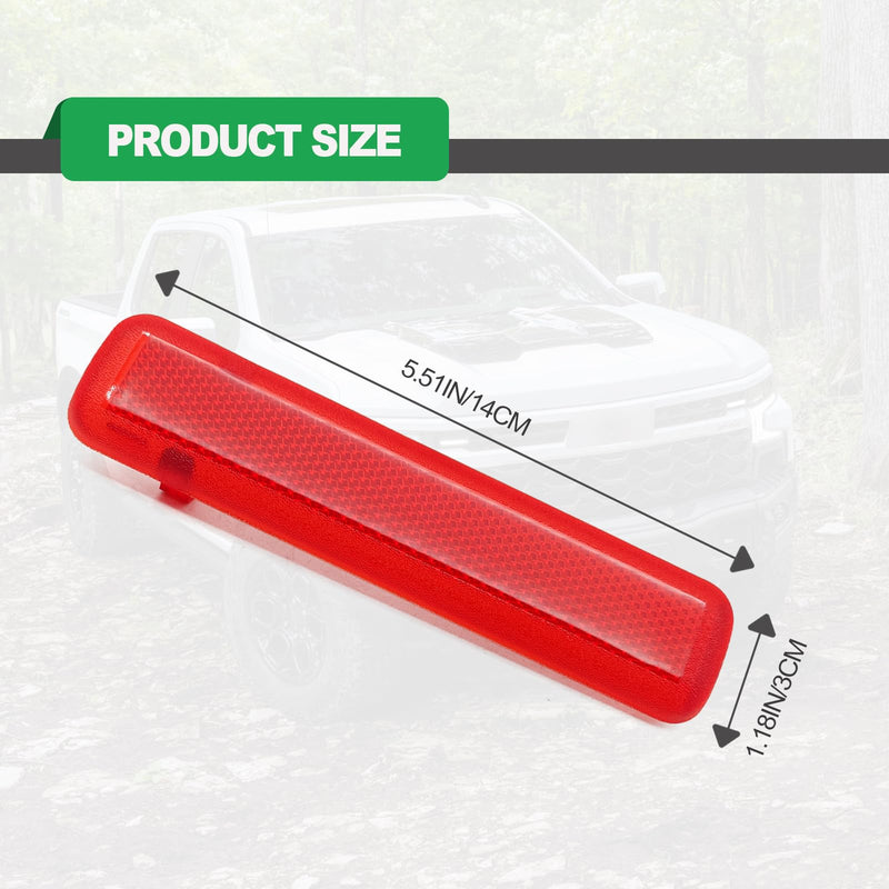 1 Pair Rear Left Driver and Right Passenger Side Door Red Reflector Panel, Safety Alert Light Cover, Compatible with Chevrolet GMC Yukon 2003-2007, Replaces Part # 15183155, 15183156