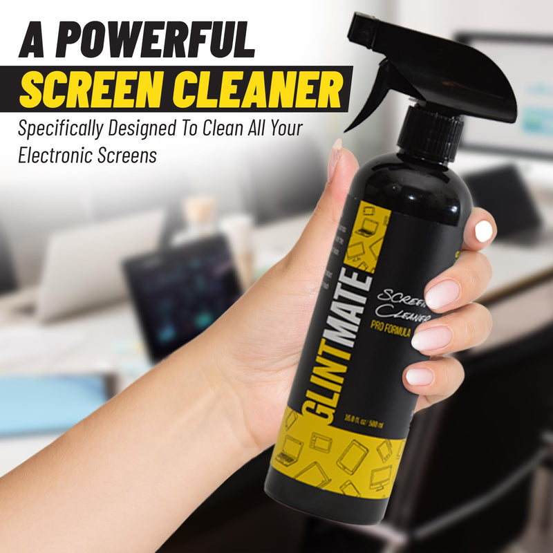 Screen Cleaner Spray (3.3oz) - Glint Mate Spray Bottle and Microfiber Cloth Kit - PRO FORMULA for TV, Laptop, Monitor, Phone & Tablet (3.3oz) 3.3oz