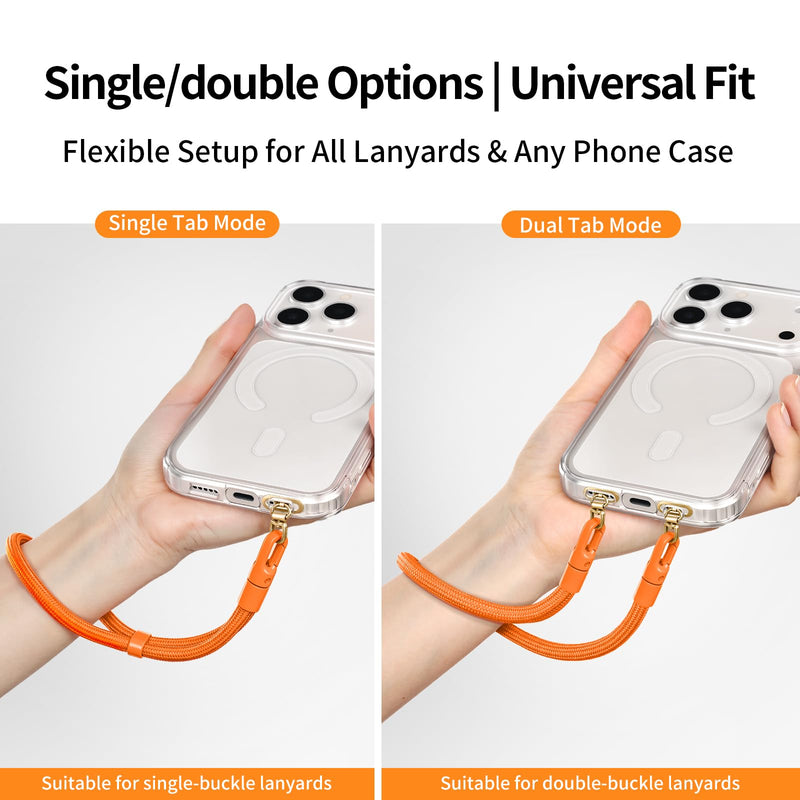 saxsion Side-Mount Phone Tether Tab, Metal Lanyard Patch, 360° Swivel Clip, 304 Stainless Steel, Won't Block Charging Port Champagne Gold*4