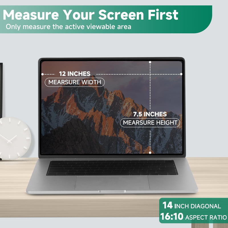 Nano-Suction Laptop Privacy Screen 14 Inch 16:10, Removable Screen Privacy Shield for Laptop, Anti Glare, Anti Bule Light, Screen Protector for Lenovo HP Dell Acer Asus Thinkpad 14 inch(16:10)