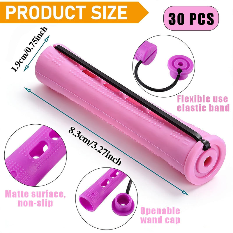  [AUSTRALIA] - Eastrise Perm Rods Set,0.75 Inch Medium Size Hair Curlers Rollers,Perming Rods with Elastic Rubber Band,Non Slip Plastic Hair Perm Kits for Fashionable Curly Hair,Hairstyle Styling (Purple/30 PCS) Purple/30 PCS