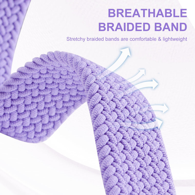 Compatible with Kids Apple Watch Band with Case 38/40/41/42/44/45mm Braided | for iWatch Series SE3 SE2 SE 9 8 7 6 5 4 3 2 1, Nylon Elastic Magnetic Clasp Strap and Protective Cover with Tempered Glass LilacPurle 40mm-series 6/5/4/Se1/Se2/Se3