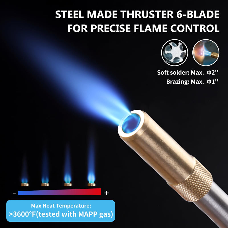 MAPP Map Gas Torch Kit with Holster, Adjustment Knob Trigger Start Propane Hose Torch for Brazing, Soldering, Welding, Plumbing, HVAC Black With a Bag