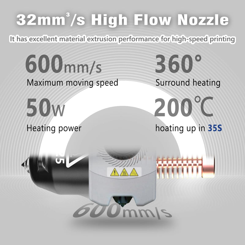 Original 3D Printer 0.4mm Nozzle for FLASHFORGE Adventurer 5M Hotend,3S Quick Detachable Nozzle,Up to 280℃ High Temperature High Flow 32mm³/s Nozzle,Adventurer 5M Pro Nozzle