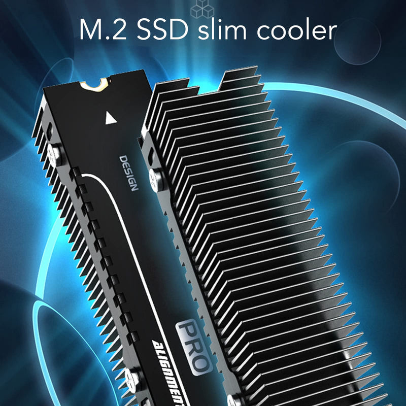 M.2 SSD Cooler with Thermal Pad for PC Office, 2280 M.2 SSD Heatsink with 38 Cooling Fins, Effective Heat Dissipation.