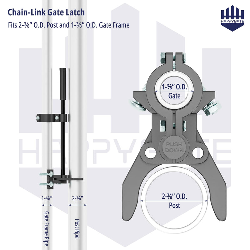 Pool Gate Latch, Auto Pool Gate Safety Latch for Chain Link Fence, Push Style Pool Gate Lock Chain Link Fence Gate Latch for Metal Gates, Outdoor Pool Safety (1-3/8"x2-3/8") 1-3/8"x2-3/8"