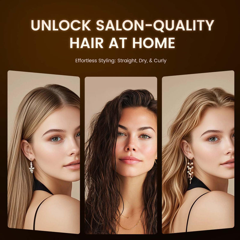 Hair Dryer Brush One-Step Hot Air Brush 1200W Hot Comb 2 Speed, 1 Cold Wind | Hot Brush for Hair Styling,Hot Comb Hair Styling Appliances,Volumiser and Curler, Ionic Frizz-Control Gold+black