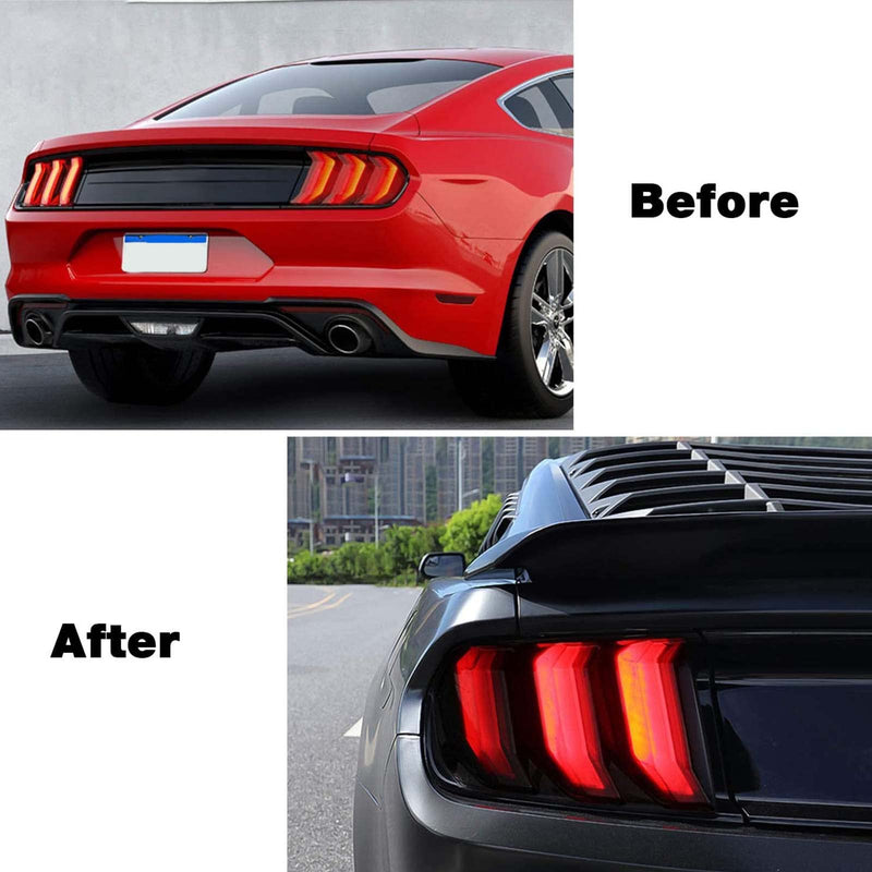 RT-TCZ Tail Light Lamp Cover Guard Trim Frame Bezels Decoration Accessories Compatible with Ford Mustang 2018-2023(2018+ Smoke Black) 2018+ Smoke Black