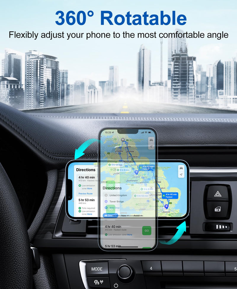 Beeasy 15W Mobile Phone Holder Car with Charging Function-Wireless Charger Car Automatic Inductive Charging Station Car-Mobile Phone Holder Car Charger Ventilation for iPhone Samsung Huawei LG etc