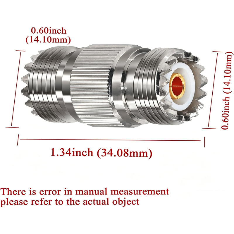 2 Pack PL259 UHF Coax Adapter, SO239 Female to Female Coaxial Connector, RF Gender Changer for CB Radio, Antenna, Ham Radio, Extension Coupler