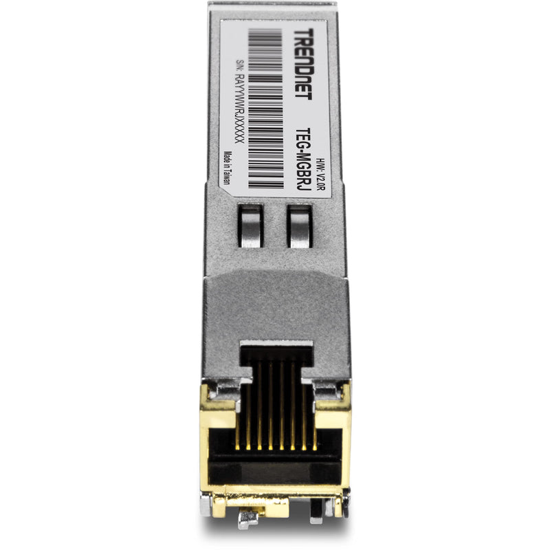 TRENDnet SFP to RJ45 1000BASE-T Copper SFP Module, TEG-MGBRJ, 100m (328 Ft.), RJ45 Connector, Hot Pluggable, Supports Data Rates Up to 1.25Gbps, IEEE 802.3ab Gigabit Ethernet, Lifetime Protection