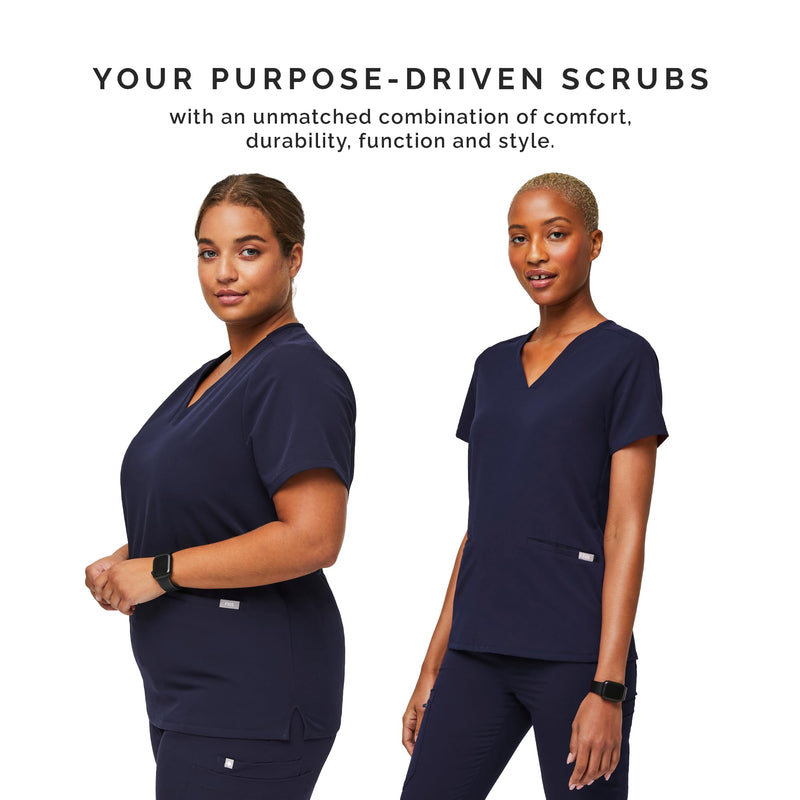 FIGS Casma Scrub Top for Women — Classic Fit, 3 Pockets, Four-Way Stretch, Anti-Wrinkle Medium Navy 3.0