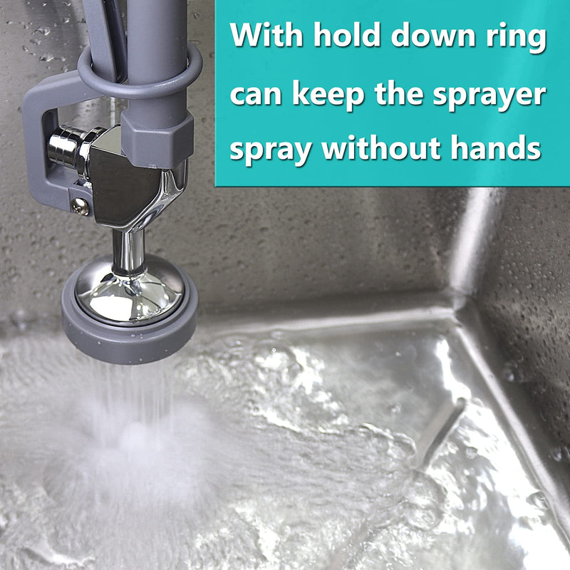 Commercial Sink Sprayer Replacement, Commercial Sink Pre Rinse Faucet Spray with Handle Grip Assembly,1.28 GPM High Pressured Dish Sprayer for Replacement Kit,Grey