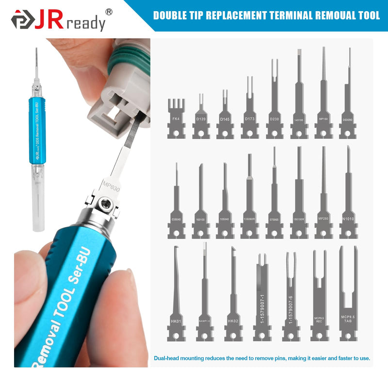 JRready ST5349 Pin Removal Tool Kit, 24PCS Replacement Pin Extractor Tools, Comprehensive Electrical Terminal Release Tool Set for Deutsch, AMP/TE, Molex, Delphi, JST, Harting Connectors 24pcs Pin Removal Tools