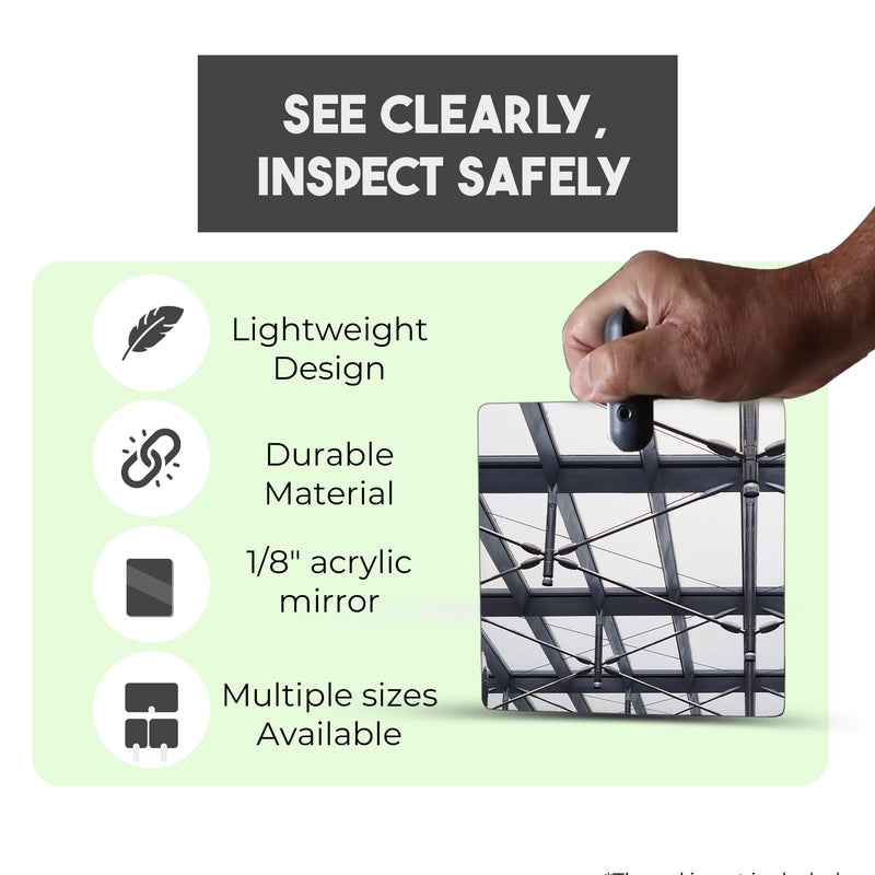 Flex Vue Inspection Mirror with Threaded Adapter, 6 inch x 6 inch 1 Pack 6 x 6 Inch