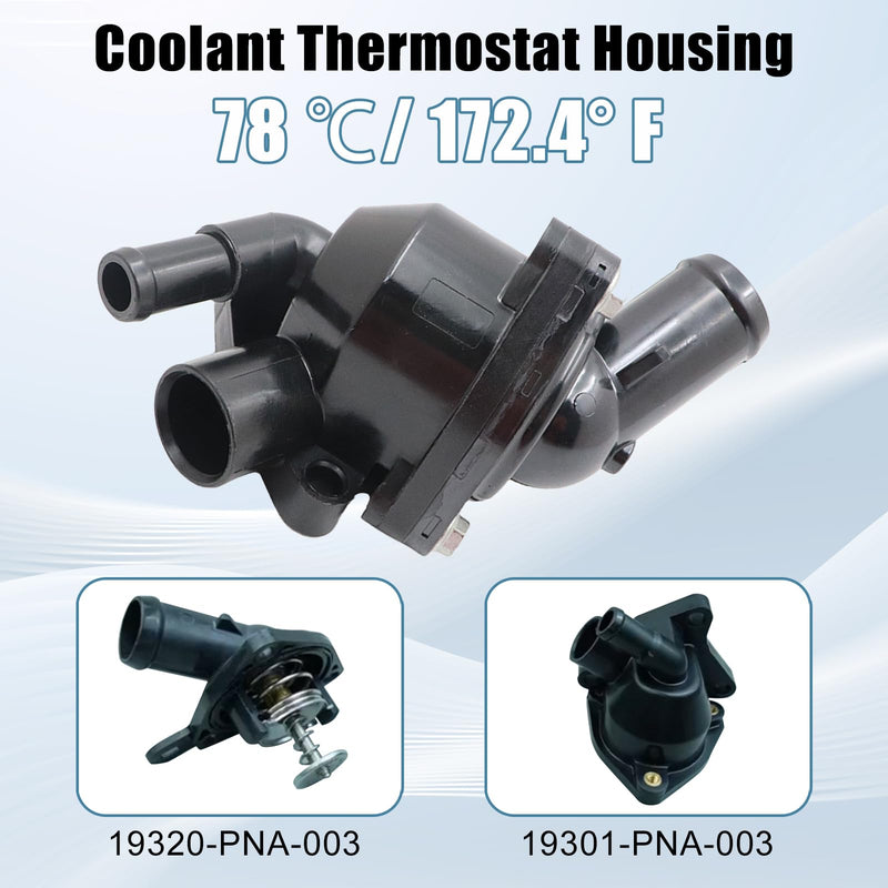 SecosAutoparts Coolant Thermostat Housing, Fit for Honda Civic 2002-2005 2.0L, CR-V 2002-2006 2.4L, Fit for Acura RSX 2002-2006 2.0L l4, Replace# 19320-PNA-003, 19301-PNA-003
