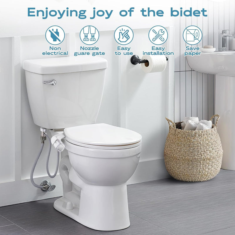 Ultra-Slim Bidet Dual Mode Bidet Attachment for Toilet, Bidet Toilet Seat Attachment with Pressure Controls(Feminine/Posterior Wash),Easy to install Design Non-Electric Bidet Cold White Bidet