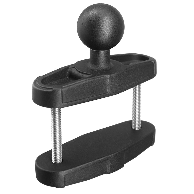 Aluminum Grab Bar Clamp Mount Base with 1.5'' Ball for Square Rails up to 2.1'' in Diameter, Compatible with RAM Mounts C Size 1.5 Inch Ball Double Socket Arm Square Tube