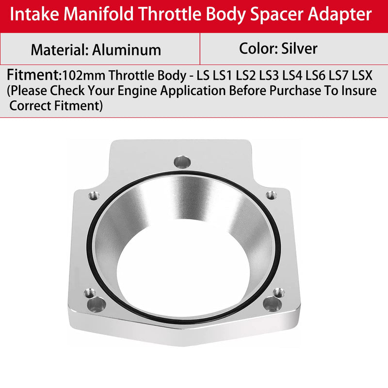 102mm Aluminum Throttle Body Spacer Adapter Plate Kit Compatible with GM LS1 LS2 LS6 LS7 LSX LS Engine
