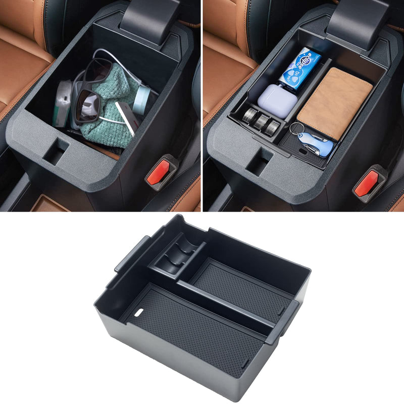TOPINSTALL Center Console Tray Compatible with 2022-2025 Ford Maverick Accessories, XL XLT Lariat Pickup Truck Organizer Armrest Box Coin Container-Black Black