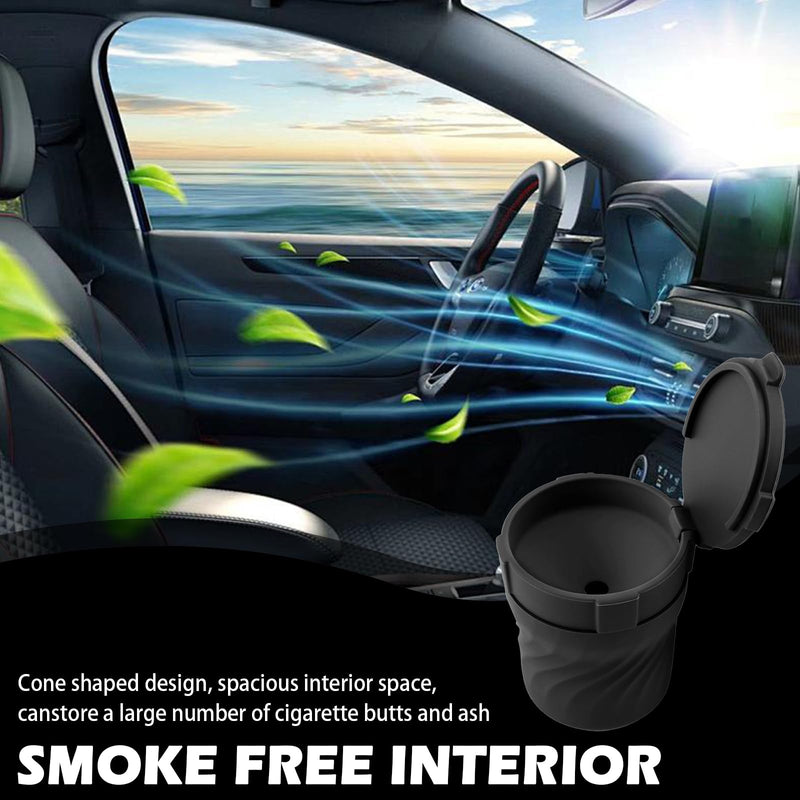 Car Silicone Ashtray,Drop-Proof & Non-Breakable Smokeless Car Ashtrays for Cup Holder Smell Proof with Separate Design,Portable Cars Ashtrays with Lid as Cars Trash Can (Black) Black