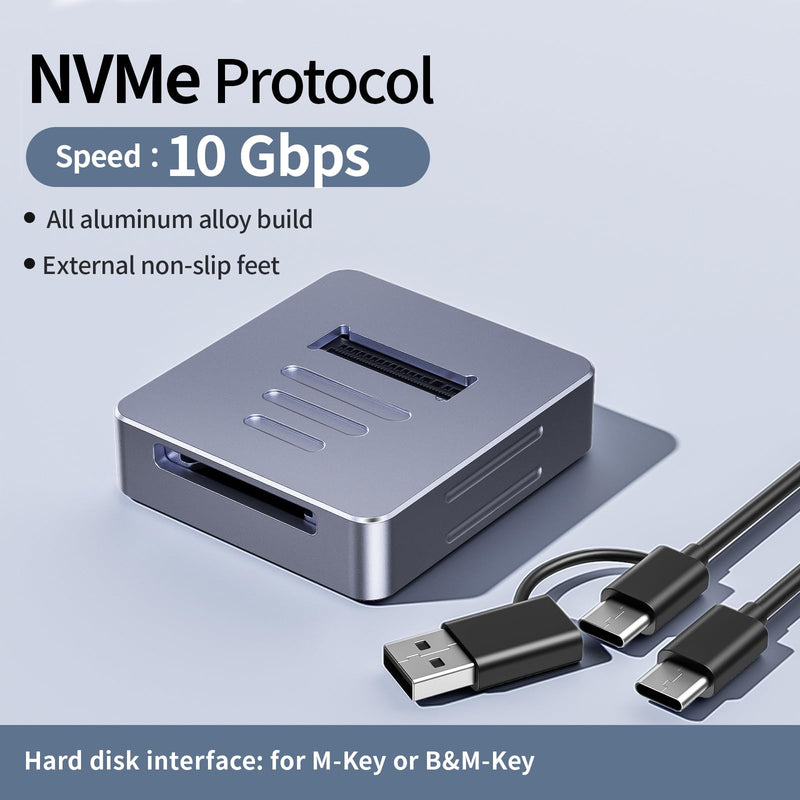 M.2 to USB-C Docking Station, Aluminum NVMe SSD Reader Adapter for M.2 (M Key & B+M Key) - Supports 2280, 2260, 2242, 2230, 22110 SSDs, Plug and Play