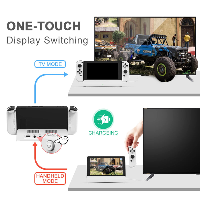 TV Docking Station for Nintendo Switch: Portable OLED Charger Stand, 4K HDMI & 3 USB Ports