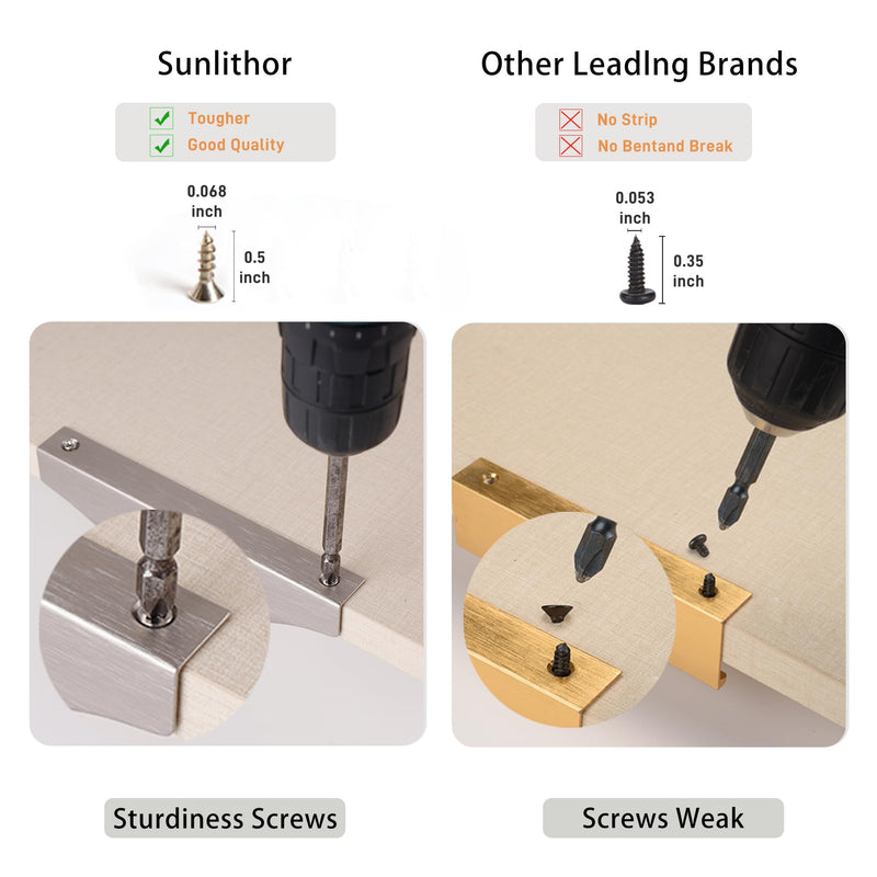 Edge Finger Tab Pulls for Cabinets Invisible Kitchen Concealed Aluminum Flat Hidden Drawer Pull Easy to Install Pack of 6 Brushed Nickel 6 inch 150mm Overall Length Easy Installation 5" Hole Center 6" Overall Length