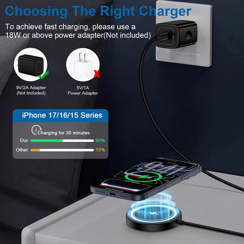15W Samsung Magnetic Wireless Charger for Galaxy S26 Ultra S25 Ultra FE S24 | Z Fold Flip7, Wireless Fast Charging Pad Magsafe Charger with USB A/C Cable for iPhone 17 16 15 14 13 12 Series, Pixel 10Pro