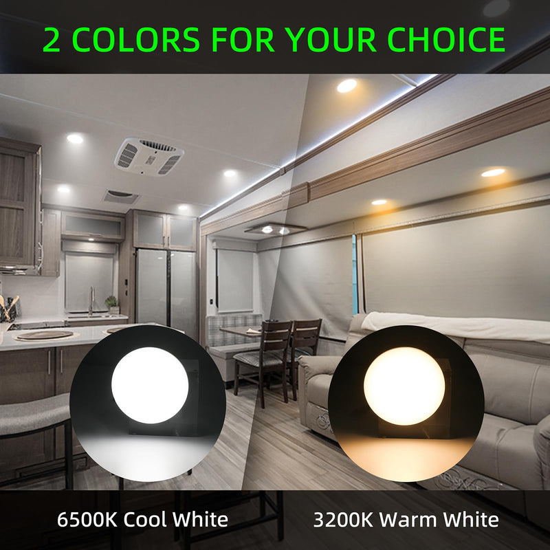 RV Puck Lights, 4.5Inch RV Light Interior 12V, RV LED Ceiling Dome Lighting with ON/Off Switch, 500LM Camper Lighting Fixture for RV Boat Camper Trailer (6500K Cool White, 6PCS) Cool White 6Pack 4.5 INCH