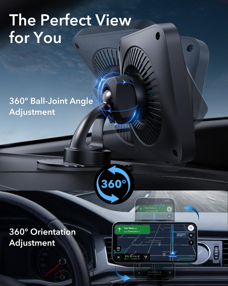 ESR for MagSafe Car Mount Charger with CryoBoost, with 36W Car Adapter | Magnetic Wireless Car Charger, for MagSafe Car Charging, for iPhone 17-12, S26/S25, Fast Phone Cooling Charging Set