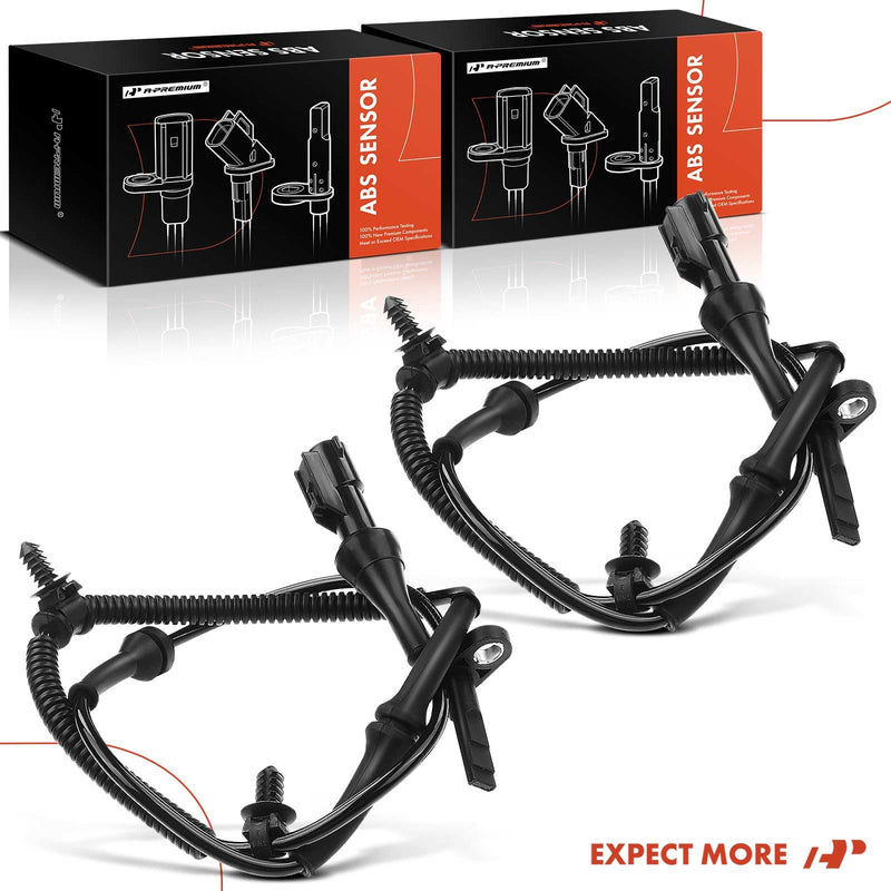 A-Premium 2PC Set Rear ABS Wheel Speed Sensor Fits for Ford Explorer Taurus Flex & Lincoln MKS 2009 2010 2011 2012 [Without Automated Parking Assist] - Rear Driver & Passenger Side