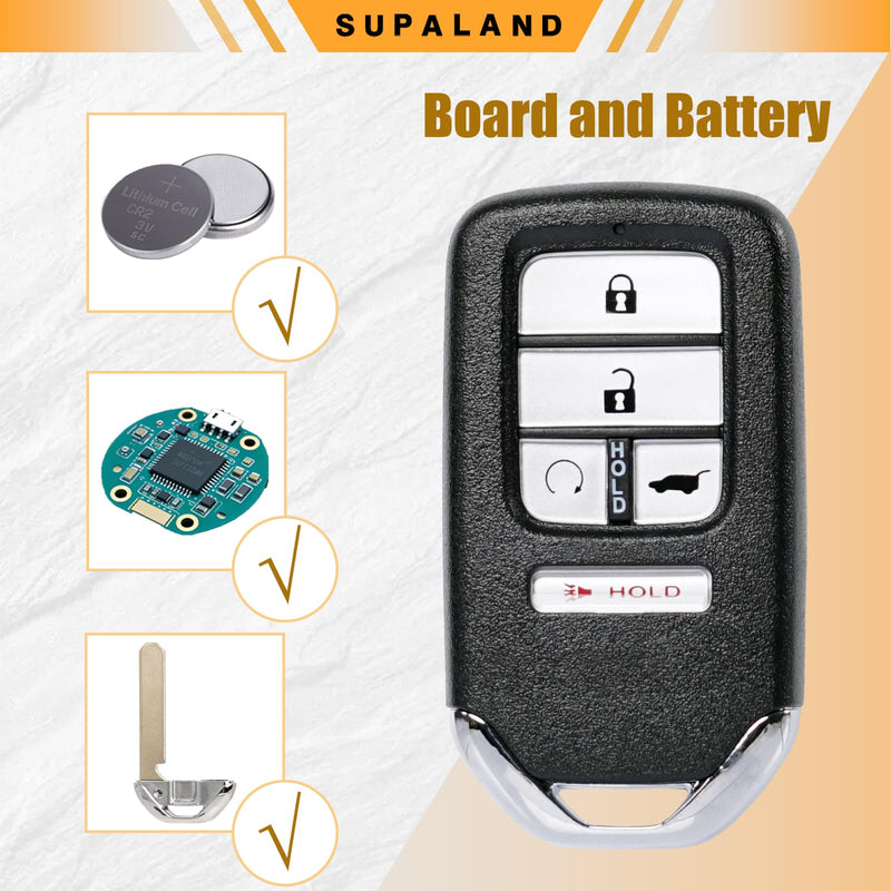 SUPALAND Key Fob Keyless Entry Fits for Honda CRV Pilot Civic Passport CR-V 2016-2022 Remote Control Smart Key Replacement Push Start Button KR5T44 / KR5V44 / KR5V2X 47 Chip 433Mhz 5B