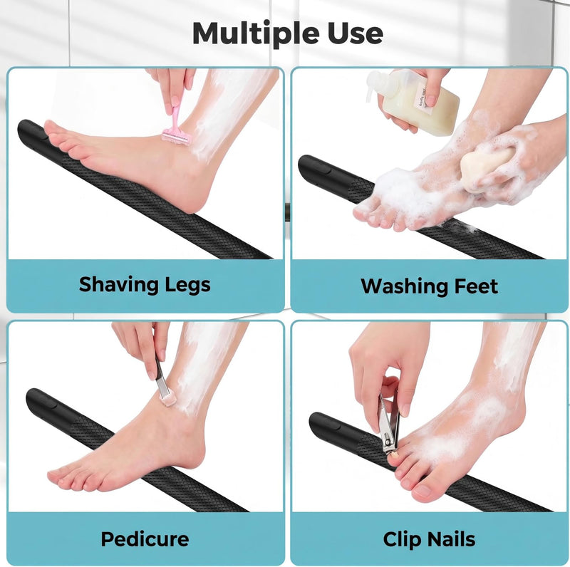 Heavy Duty Shower Foot Rest Bar 13in, 300 Lbs Capacity, Non-Slip & Rustproof Stainless Steel Shower Footrest for Shaving Legs, Wall Mounted Corner Shower Step for Small Bathrooms, Matte Black