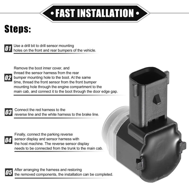 4 Pcs Reverse Parking Assist Sensor Compatible for Ford Explorer 2011-2015, for Ford Flex 2013-2019, Durable ABS Plastic Black Rear Bumper Parking Assist Sensor
