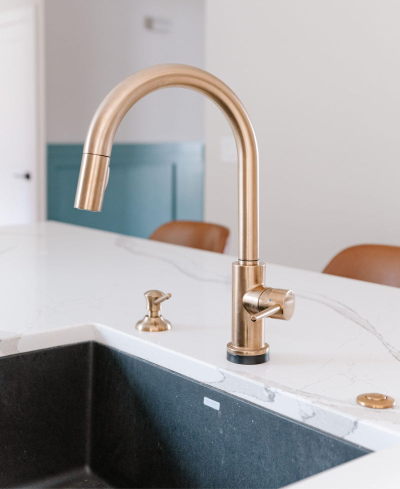 CLEESINK Garbage Disposal Air Switch Kit, Sink Top Air Switch Kit, Garbage Disposal Part with Brushed Gold Button, Single Outlet LONG/3.54",UL Single Outlet LONG/3.54"