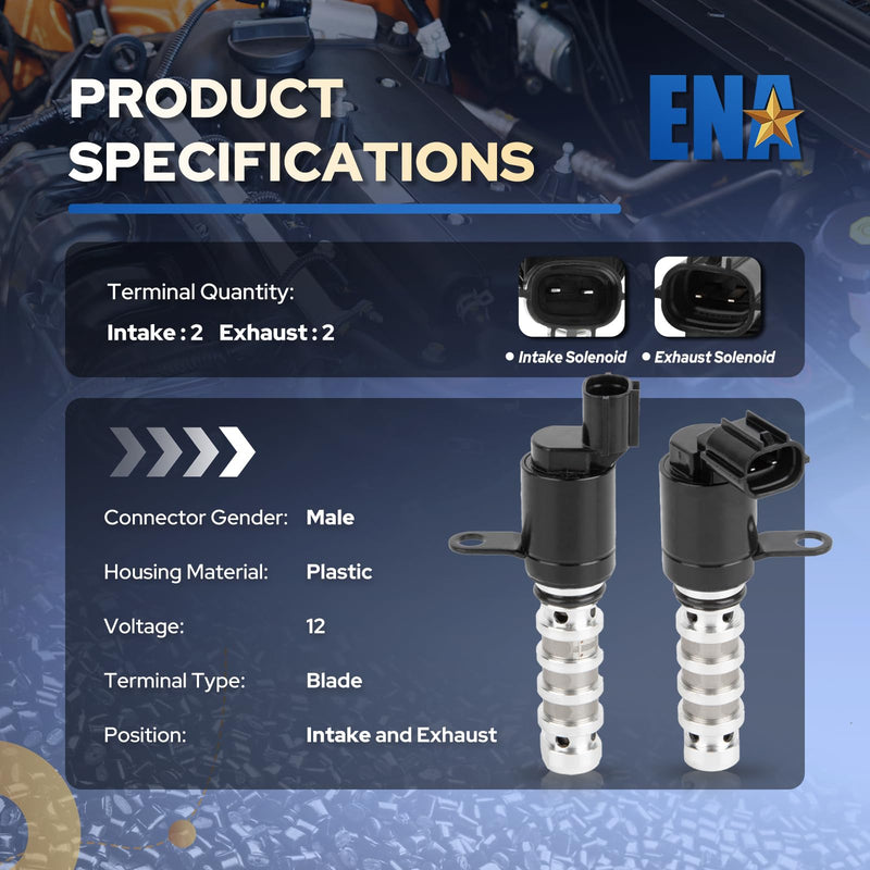  [AUSTRALIA] - ENA Engine Variable Valve Timing Solenoid Compatible with Hyundai Santa Fe Sport Tucson Kia Optima Forte Koup L4 2.0L 2011-2018 Intake Exhaust Camshaft Position Actuator Solenoid for 918-036 Set of 2